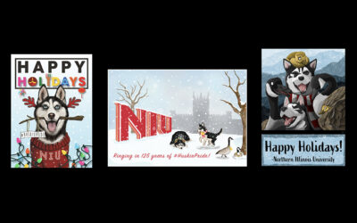 Winning 2019 holiday cards designed by Art and Design students