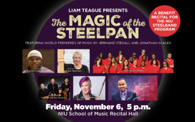 Liam Teague to perform a benefit recital for the NIU Steelband Program, “The Magic of the Steelpan,” Nov. 6